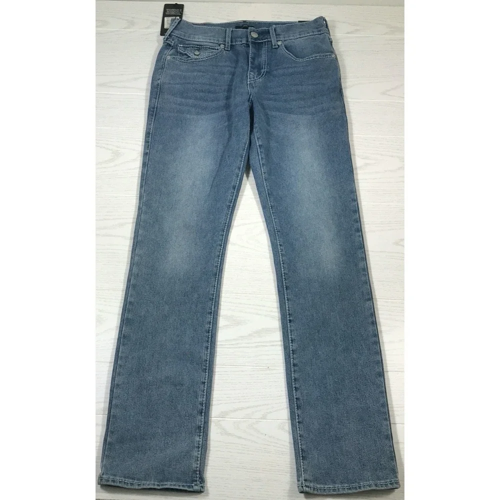 True Religion Ricky Big T Flap Jeans Men 30x34 Blue Straight Cotton Blend New